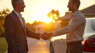 Finalizacja transakcji przy zaparkowanym aucie